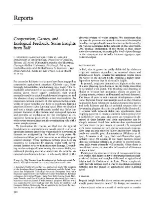 Thumbnail for "Cooperation, Games, and Ecological Feedback: Some Insights from Bali"